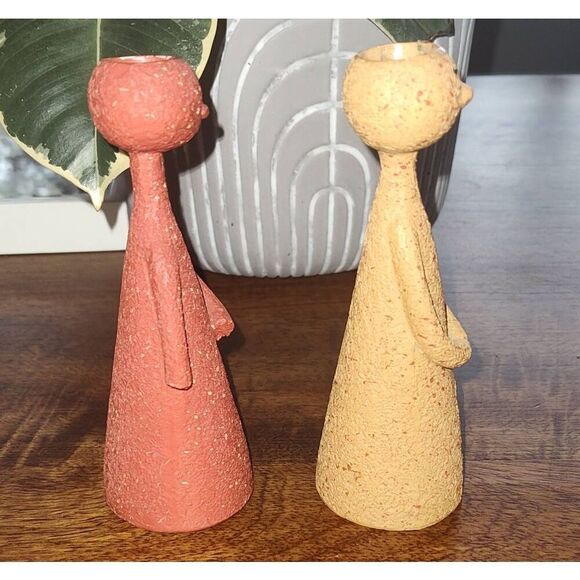 2 Anthropomorphic Air Fern Pots Whimsical Speckled Resin Figures Without Fern - Picture 2 of 6